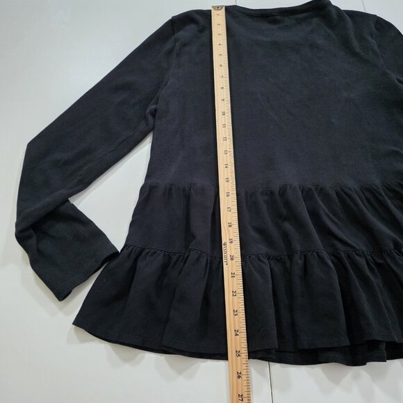 Zara Tunic Womens L Black LS Monochrome Knit Top Tiered Hem Goth Lagenlook Boho - Picture 7 of 14